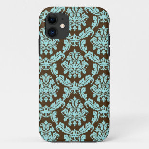 Brown und blauer Damast Case-Mate iPhone Hülle
