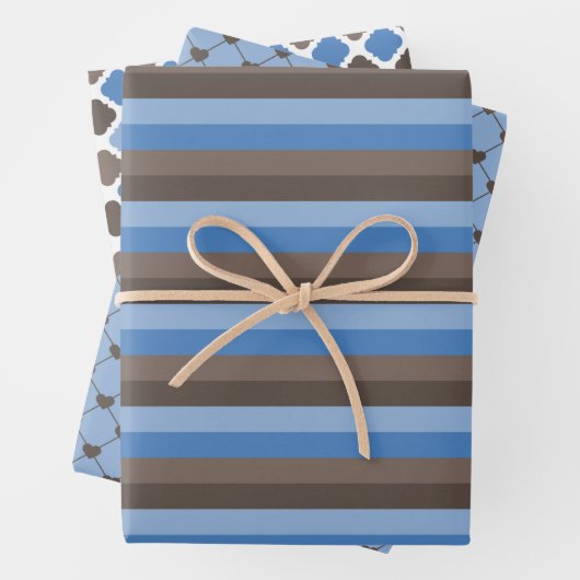 BROWN- UND BLUE-PATTERN GESCHENKPAPIER SET (Beispiel)