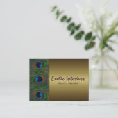 Brown- und Goldpfau-Feder-Visitenkarte Visitenkarte (Stehend Vorderseite)