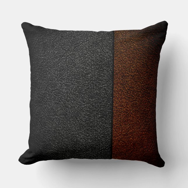 Brown und graues Leder Kissen (Vorderseite)