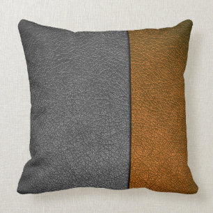 Brown und graues Leder Kissen