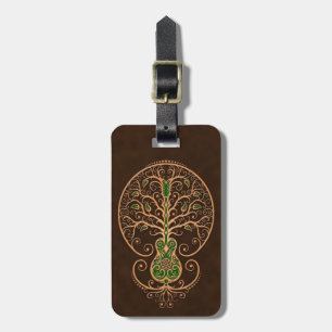Brown und grüner Gitarren-Baum des Lebens Gepäckanhänger