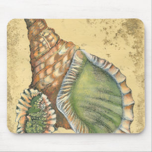 Brown und grüner Seashell Mousepad