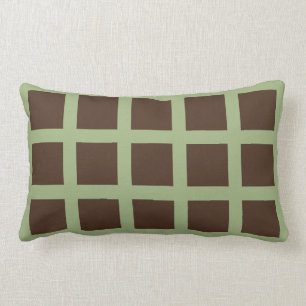 Brown- und Olivgrün-Quadratereversible-Kissen Lendenkissen