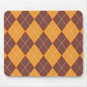 Brown und orange Rauten-Muster Mousepad