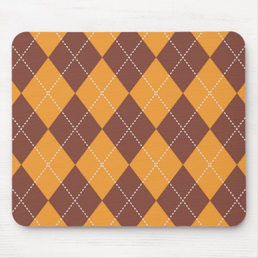 Brown und orange Rauten-Muster Mousepad (Vorne)