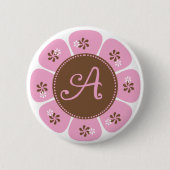 Brown und rosa Monogramm A Button (Vorderseite)
