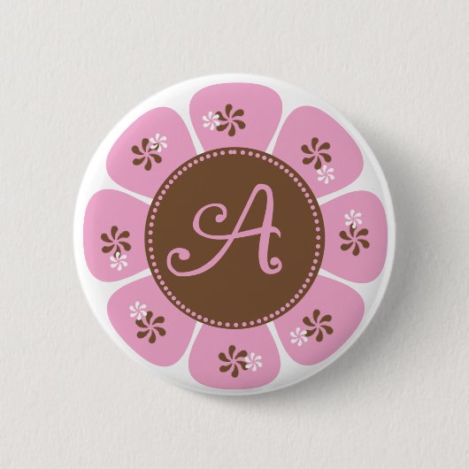 Brown und rosa Monogramm A Button (Vorderseite)