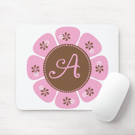 Brown und rosa Monogramm A Mousepad (Mit Mouse)