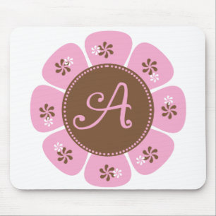 Brown und rosa Monogramm A Mousepad