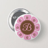 Brown und rosa Monogramm B Button (Vorne & Hinten)