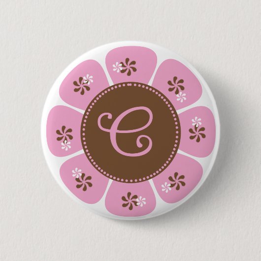 Brown und rosa Monogramm C Button (Vorderseite)