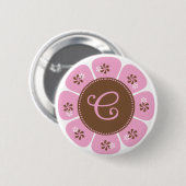 Brown und rosa Monogramm C Button (Vorne & Hinten)