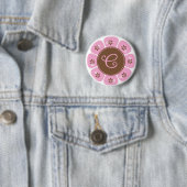 Brown und rosa Monogramm C Button (Beispiel)