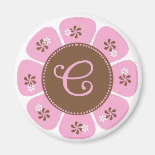 Brown und rosa Monogramm C Magnet