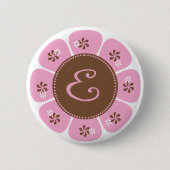 Brown und rosa Monogramm E Button (Vorderseite)
