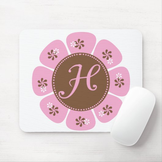 Brown und rosa Monogramm H Mousepad (Mit Mouse)