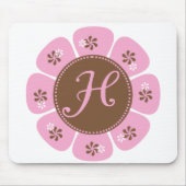 Brown und rosa Monogramm H Mousepad (Vorne)