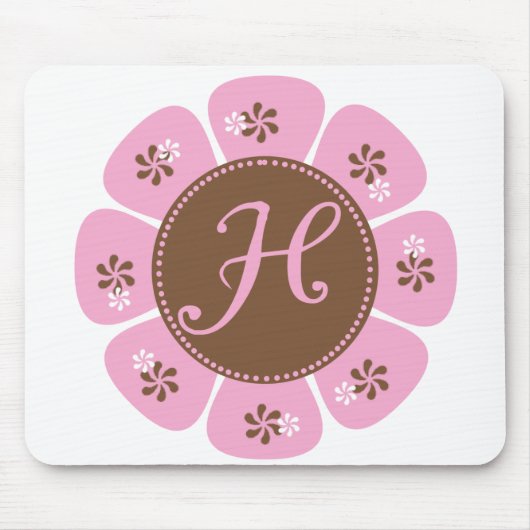 Brown und rosa Monogramm H Mousepad (Vorne)