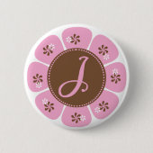 Brown und rosa Monogramm J Button (Vorderseite)