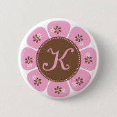 Brown und rosa Monogramm K Button (Vorderseite)