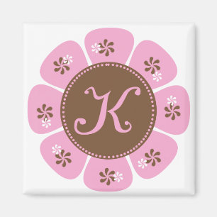 Brown und rosa Monogramm K Magnet