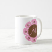Brown und rosa Monogramm M Kaffeetasse (VorderseiteRechts)