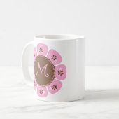 Brown und rosa Monogramm M Kaffeetasse (Vorderseite Links)