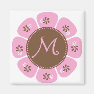 Brown und rosa Monogramm M Magnet