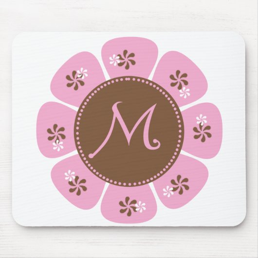 Brown und rosa Monogramm M Mousepad (Vorne)