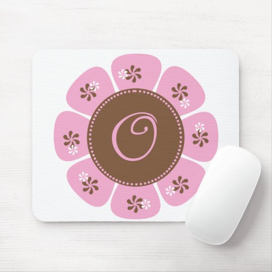 Brown und rosa Monogramm O Mousepad (Mit Mouse)