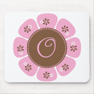 Brown und rosa Monogramm O Mousepad