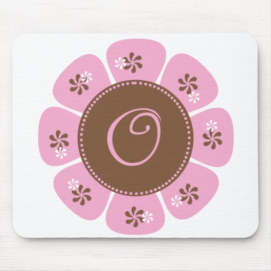 Brown und rosa Monogramm O Mousepad (Vorne)