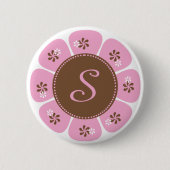 Brown und rosa Monogramm S Button (Vorderseite)