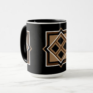 Brown und Schwarz-geometrisches Muster Tasse
