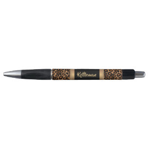 Brown und schwarzes Leopard-Muster - Diy Text Kugelschreiber