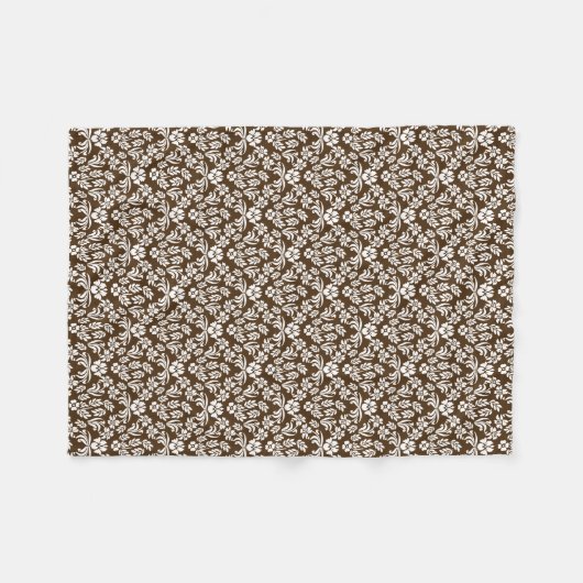 Brown und weiße Blumendamast-Fleece-Decke Fleecedecke (Vorderseite (Horizontal))
