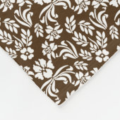 Brown und weiße Blumendamast-Fleece-Decke Fleecedecke (Ecke)