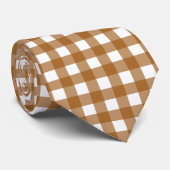 Brown und weiße Gingham-Karo-Krawatte Krawatte (Gerollt)