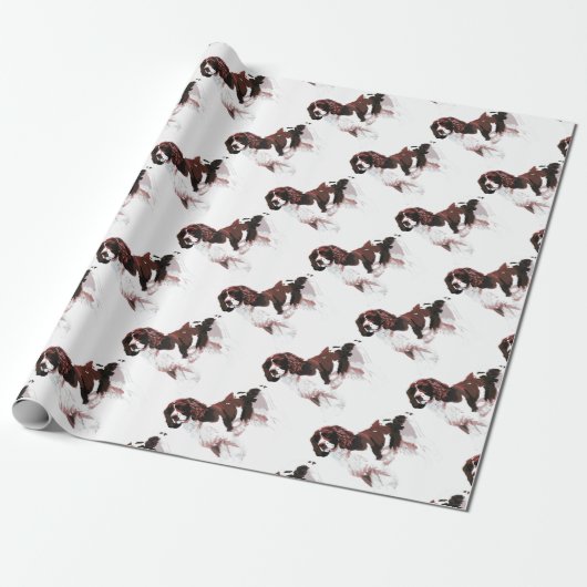 Brown und weißer SpringerSpaniel Geschenkpapier (Ungerollt)