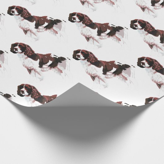 Brown und weißer SpringerSpaniel Geschenkpapier (Ecke)