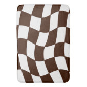 Brown und weißes gewelltes Schachbrett Badematte (Vorderseite Vertikal)