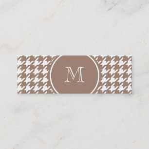 Brown und weißes Hahnentrittmuster Ihr Monogramm Mini Visitenkarte