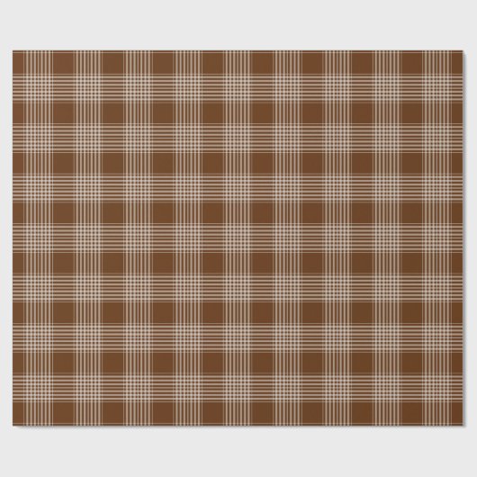 Brown und weißes kariertes Tartan-Muster Geschenkpapier (Flach)