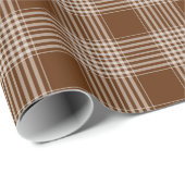 Brown und weißes kariertes Tartan-Muster Geschenkpapier (Rolleneckpunkt)