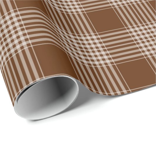Brown und weißes kariertes Tartan-Muster Geschenkpapier (Rolleneckpunkt)