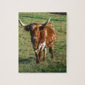 Brown und weißes Longhorn Stier Puzzle (Vertikal)