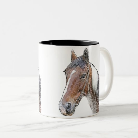 Brown und weißes Pferd Zweifarbige Tasse (VorderseiteRechts)