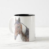 Brown und weißes Pferd Zweifarbige Tasse (Vorderseite Links)
