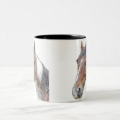 Brown und weißes Pferd Zweifarbige Tasse (Mittel)
